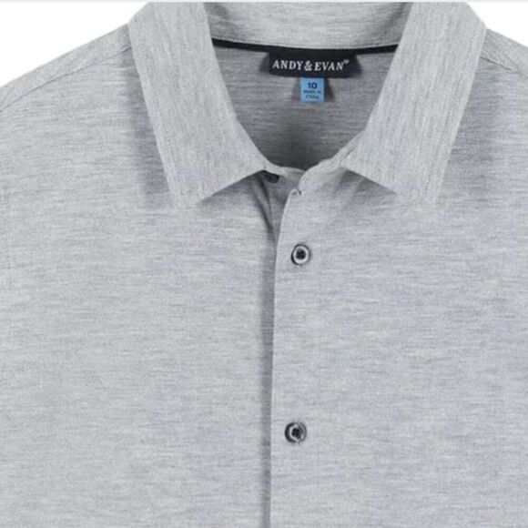 Andy & Evan Light Gray short sleeve button up knit shirt NWT size 10 - Picture 3 of 9